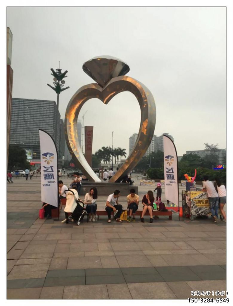 戒指雕塑廠家，公園廣場小品，不銹鋼鏡面戒指雕塑