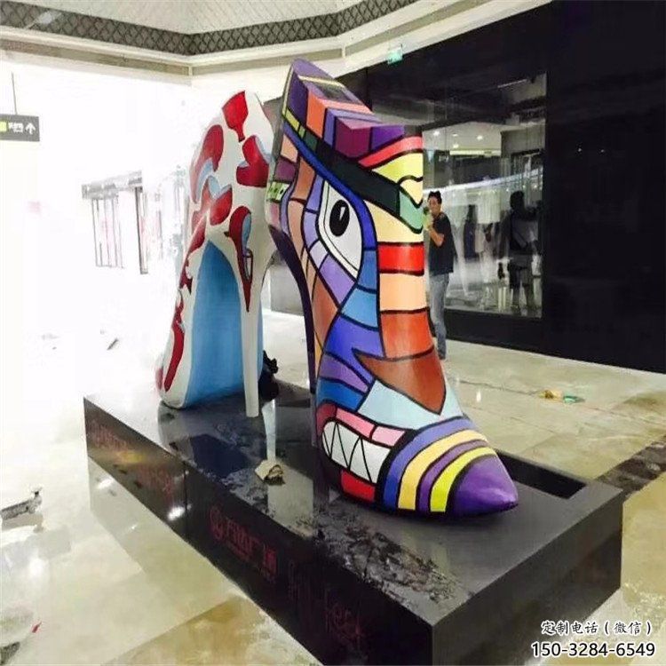抽象高跟鞋雕塑 店門口彩繪雕塑 步行街擺件 抽象高跟鞋雕塑 店門口彩繪雕塑 步行街擺件