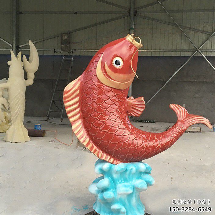 玻璃鋼公園鯉魚雕塑 酒店門口雕塑 彩繪擺件 玻璃鋼公園鯉魚雕塑 酒店門口雕塑 彩繪擺件