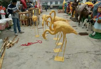 玻璃鋼創(chuàng)意火烈鳥(niǎo)雕塑 步行街店門(mén)口雕塑 影視劇小品