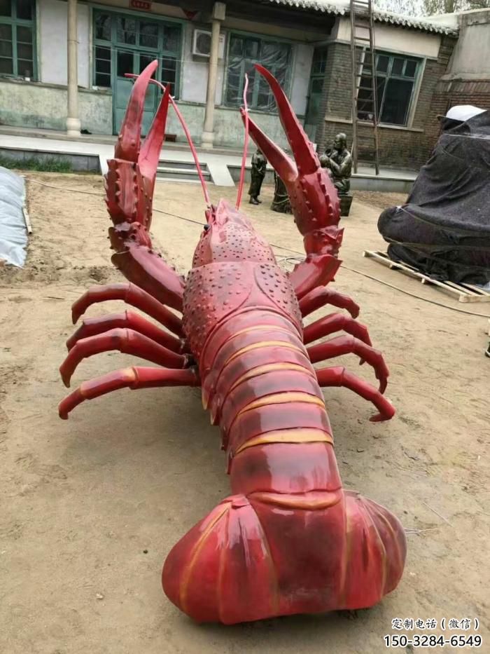城市玻璃鋼龍蝦雕塑 風景區彩繪雕塑 抽象擺件 城市玻璃鋼龍蝦雕塑 風景區彩繪雕塑 抽象擺件