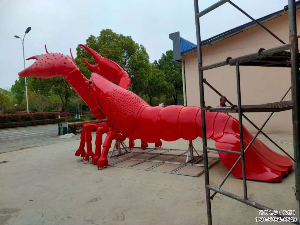 抽象玻璃鋼龍蝦雕塑 店門口彩繪雕塑 步行街?jǐn)[件 抽象玻璃鋼龍蝦雕塑 店門口彩繪雕塑 步行街?jǐn)[件