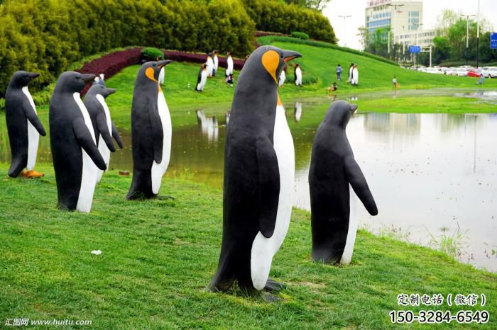 公園玻璃鋼企鵝雕塑 酒店門口雕塑 彩繪擺件