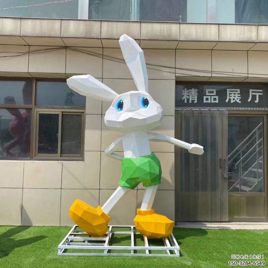 不銹鋼彩繪兔子雕塑 仿真雕塑 步行街?jǐn)[件 不銹鋼彩繪兔子雕塑 仿真雕塑 步行街?jǐn)[件