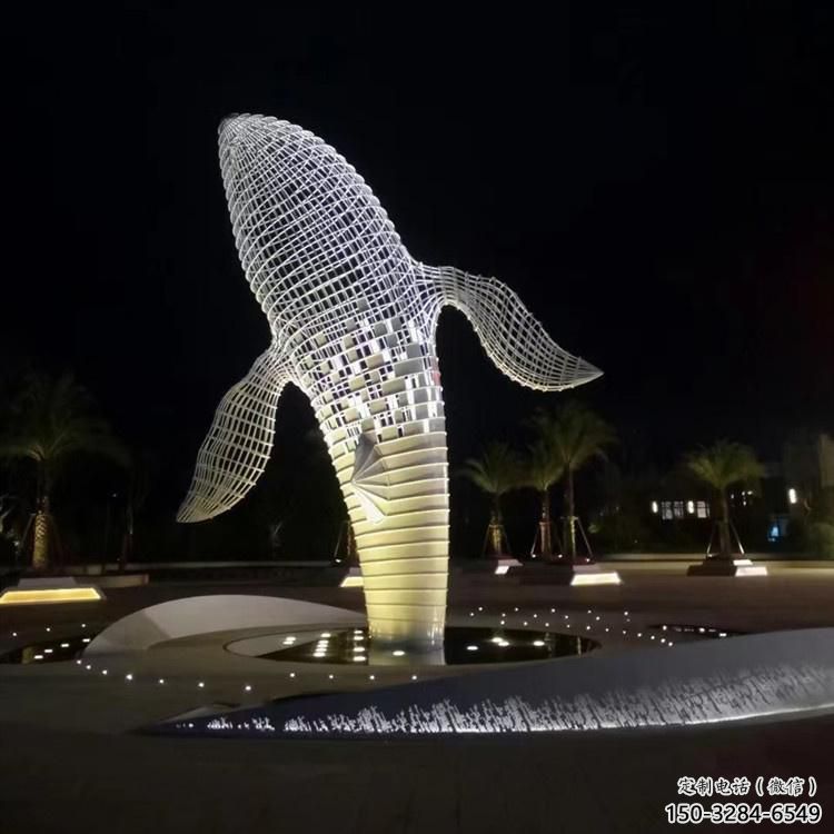 大型鯨魚雕塑，鏤空燈光原理，戶外公園廣場(chǎng)擺件 (9)