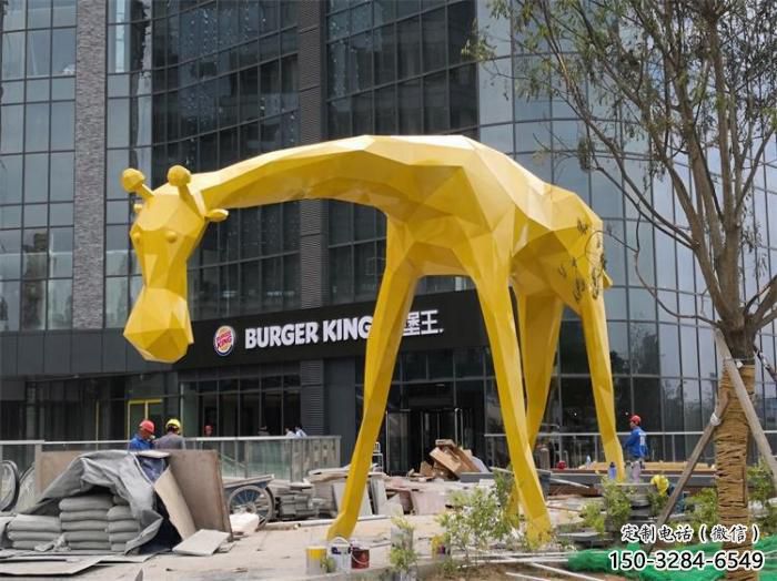 不銹鋼長頸鹿雕塑，異形幾何動物，售樓處小區擺件 (10)