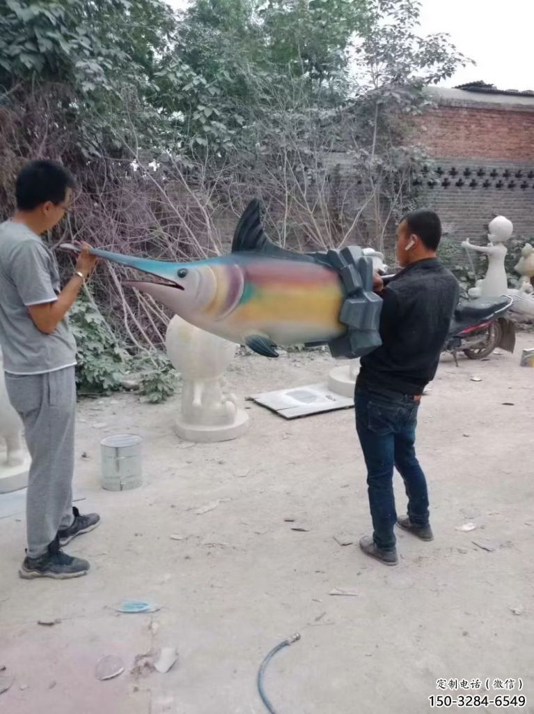 彩繪劍魚雕塑 仿真海洋生物雕塑 步行街擺件 彩繪劍魚雕塑 仿真海洋生物雕塑 步行街擺件