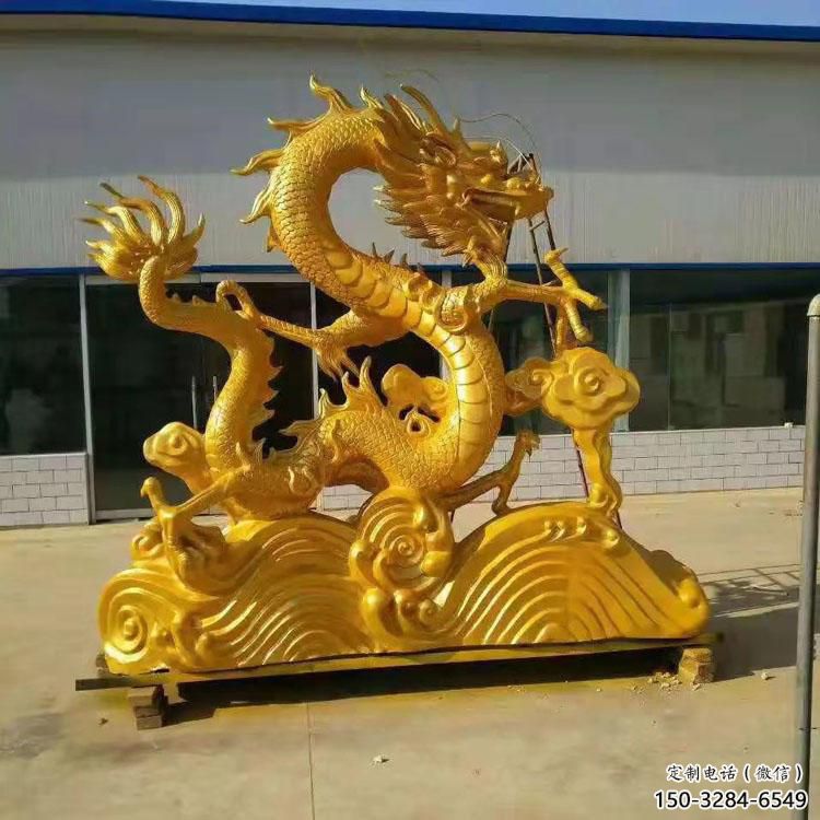 鑄銅龍頭雕塑，黃銅材質(zhì)，公園園林?jǐn)[件