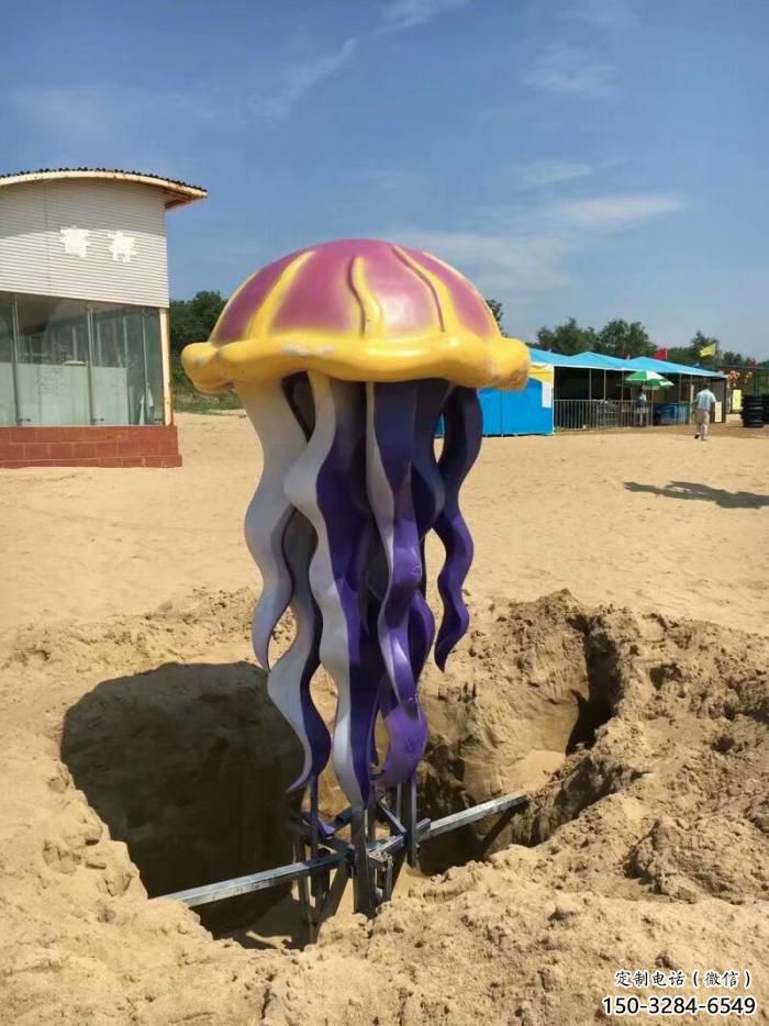 玻璃鋼彩繪水母雕塑 仿真海洋生物雕塑 步行街擺件 玻璃鋼彩繪水母雕塑 仿真海洋生物雕塑 步行街擺件