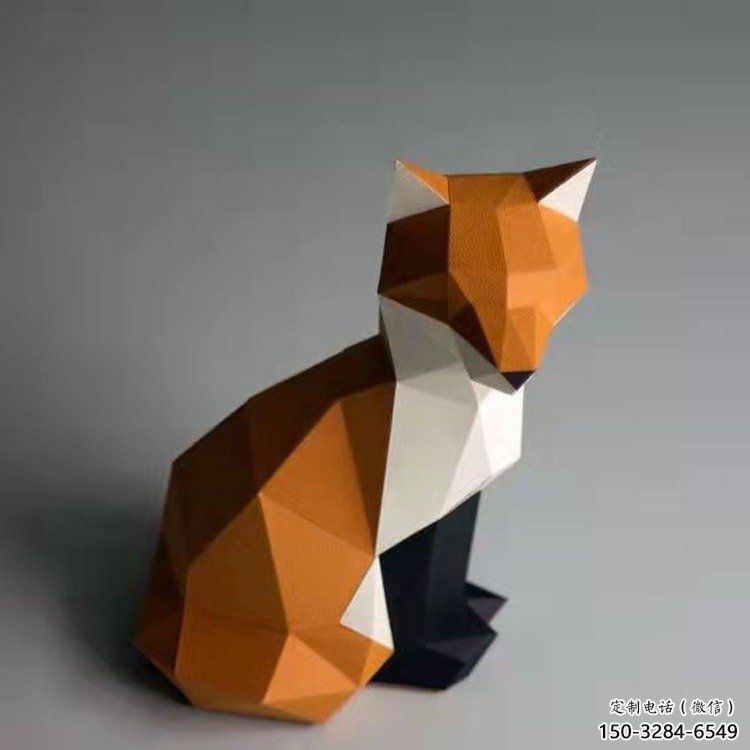 幾何狐貍雕塑 彩繪動物小品 幾何狐貍雕塑 彩繪動物小品