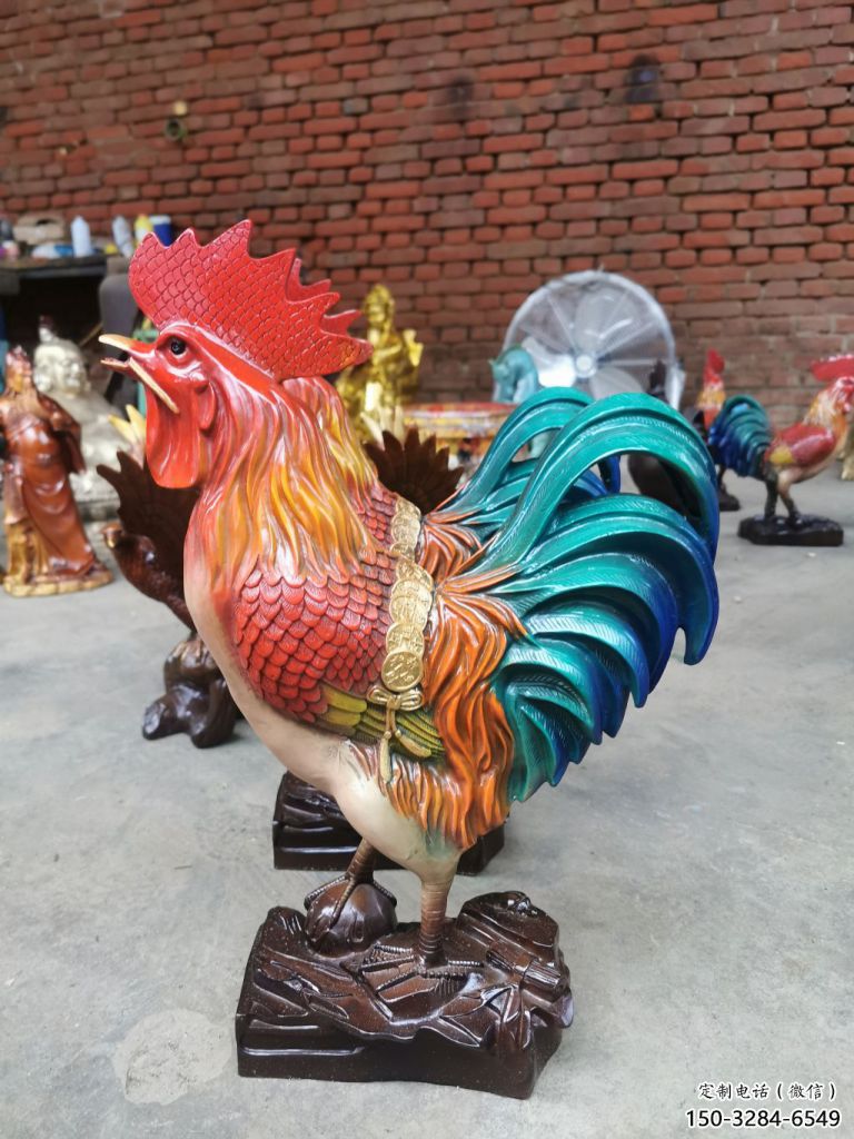 校園小雞雕塑，仿真主題，鍍金工藝