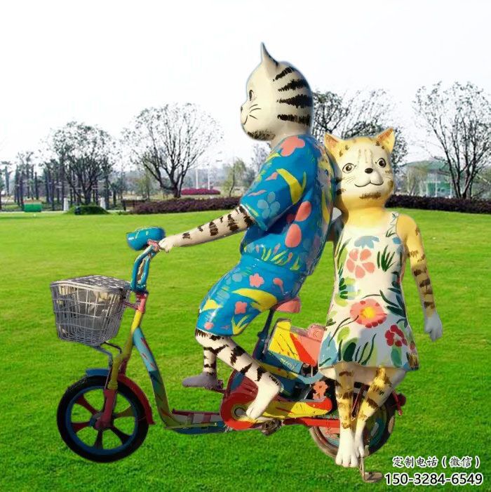 庭院小貓雕塑，動物小品，卡通工藝