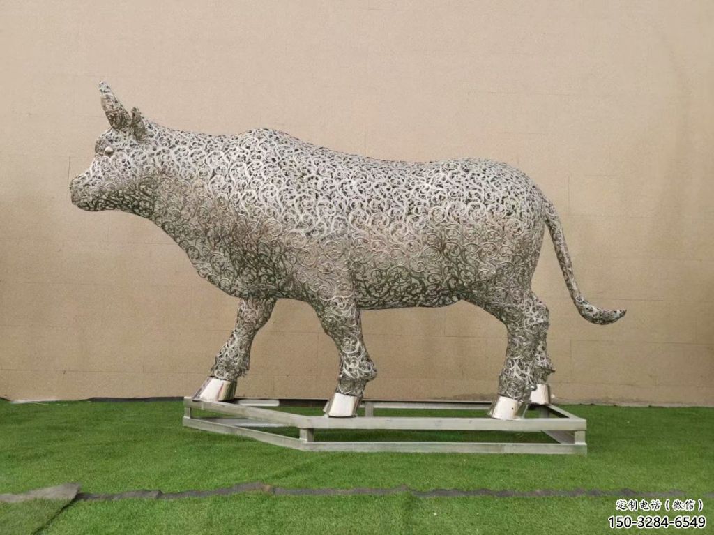 庭院小牛雕塑,動物主題,鏤空工藝 庭院小牛雕塑,動物主題,鏤空工藝