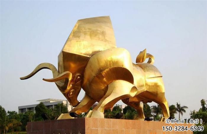 街道小牛雕塑,景觀擺件,鍍金工藝 街道小牛雕塑,景觀擺件,鍍金工藝