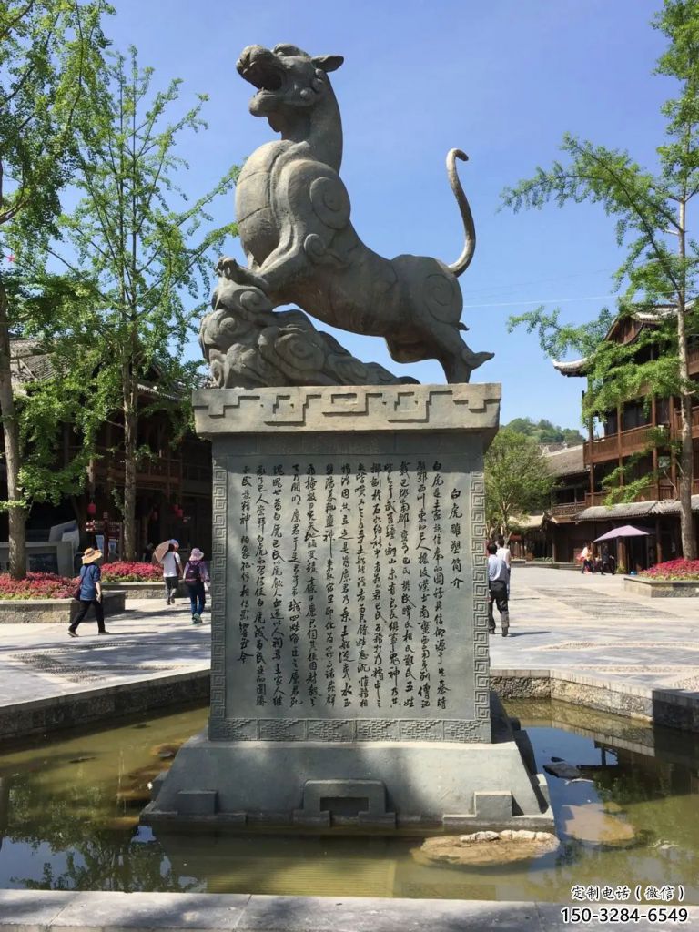售樓部白虎雕塑，噴砂發光雕塑，彩繪題材