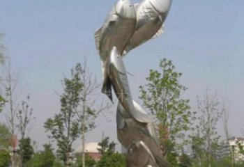 景區(qū)魚形雕塑，鍍金歐式雕塑，鐵藝材質(zhì)