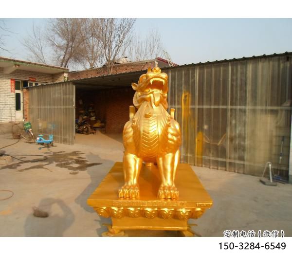 庭院貔貅雕塑，鍍金歐式雕塑，網(wǎng)格形式