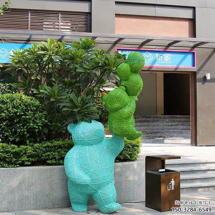 飯店狗熊雕塑，鍍金歐式雕塑，鍍金工藝