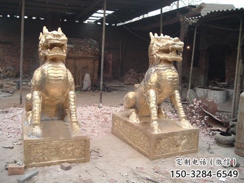 公園麒麟雕塑,噴砂發光雕塑,鑄銅工藝 公園麒麟雕塑,噴砂發光雕塑,鑄銅工藝
