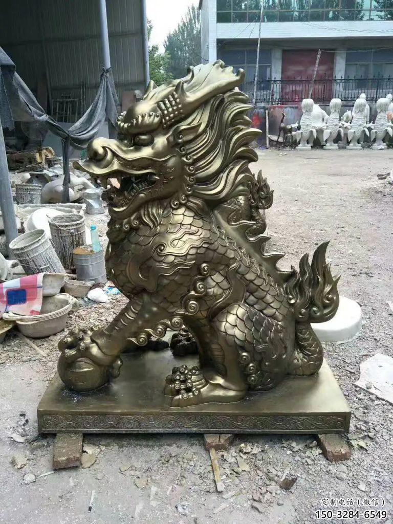 庭院麒麟雕塑,鍍金歐式雕塑,仿古形式 庭院麒麟雕塑,鍍金歐式雕塑,仿古形式