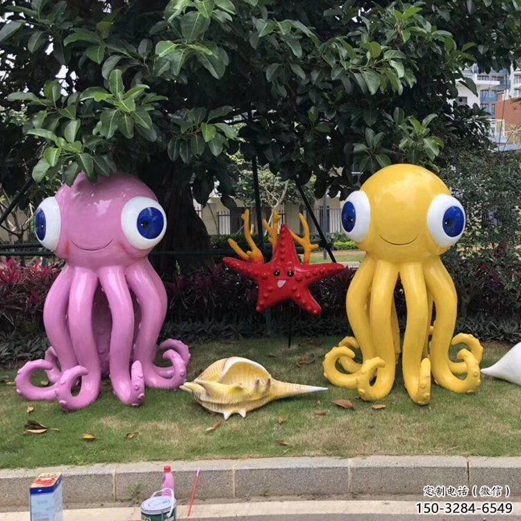 小區(qū)烏賊雕塑,拉絲海洋雕塑,抽象效果 小區(qū)烏賊雕塑,拉絲海洋雕塑,抽象效果