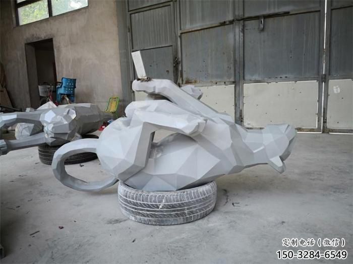 小區獵豹雕塑,拉絲動物雕塑,抽象效果 小區獵豹雕塑,拉絲動物雕塑,抽象效果