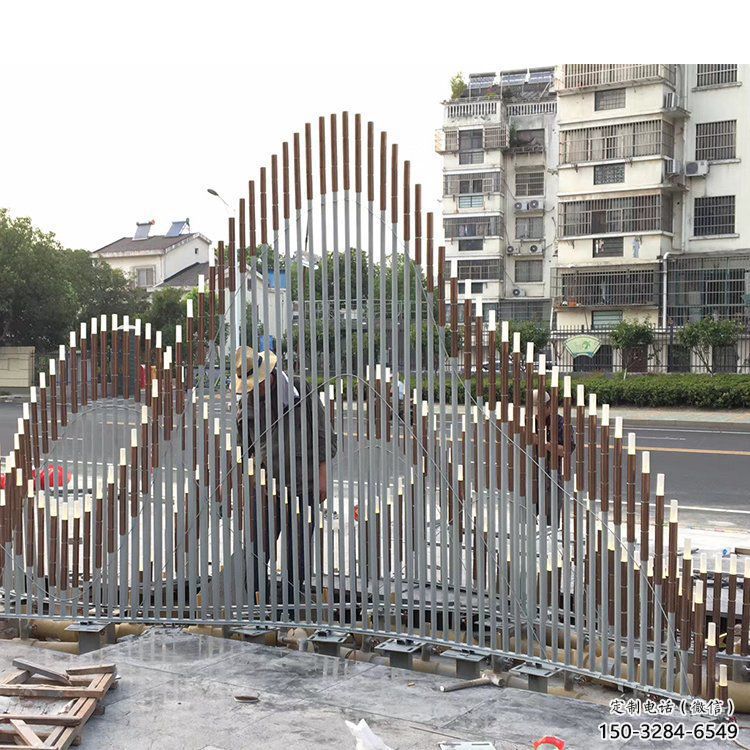 城市假山雕塑，網格景觀雕塑，古銅效果