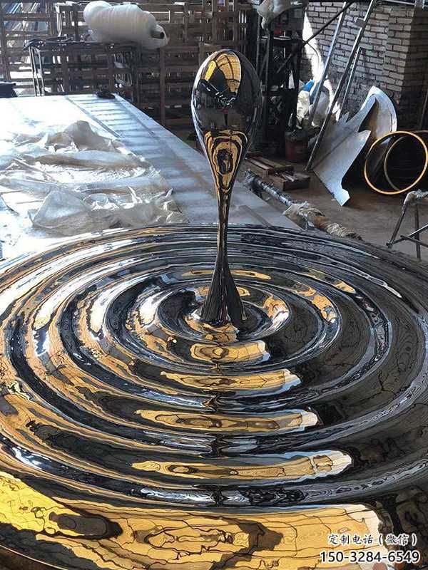 景區(qū)水滴雕塑，鍍金歐式雕塑，鐵藝材質(zhì)