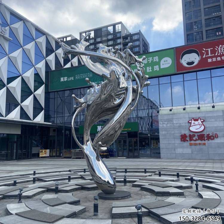 校園海浪雕塑，拉絲景觀雕塑，抽象主題