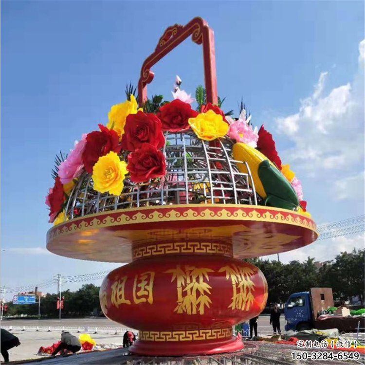 小區(qū)花籃雕塑，拉絲景觀雕塑，抽象效果