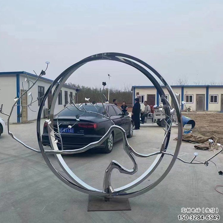圓環雕塑，鏤空景觀雕塑，抽象效果