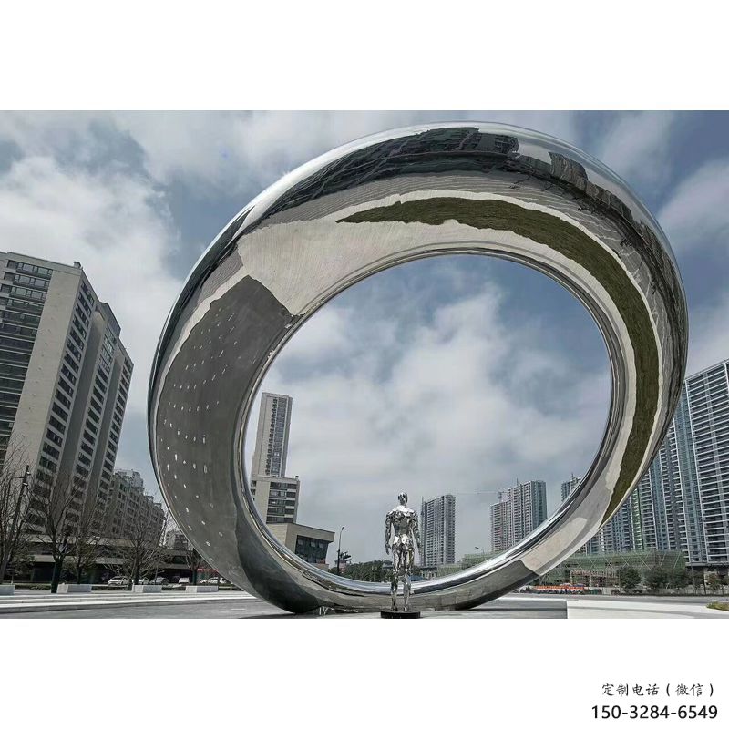 園林圓環雕塑,噴漆景觀雕塑,網格形式 園林圓環雕塑,噴漆景觀雕塑,網格形式