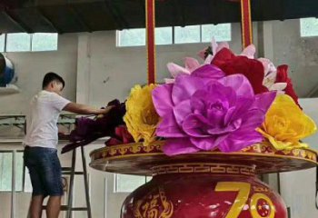 園林花籃雕塑，噴漆景觀雕塑，彩繪形式