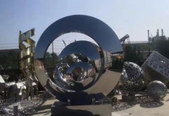 步行街圓環(huán)雕塑，鍛造景觀雕塑，鏤空方式