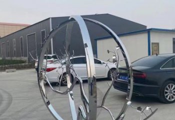 城市圓環(huán)雕塑，網(wǎng)格景觀雕塑，拋光效果