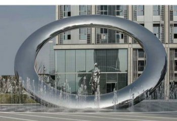 小區圓環雕塑，拉絲景觀雕塑，抽象效果