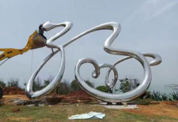 室內(nèi)福字雕塑，拉絲景觀雕塑，抽象效果