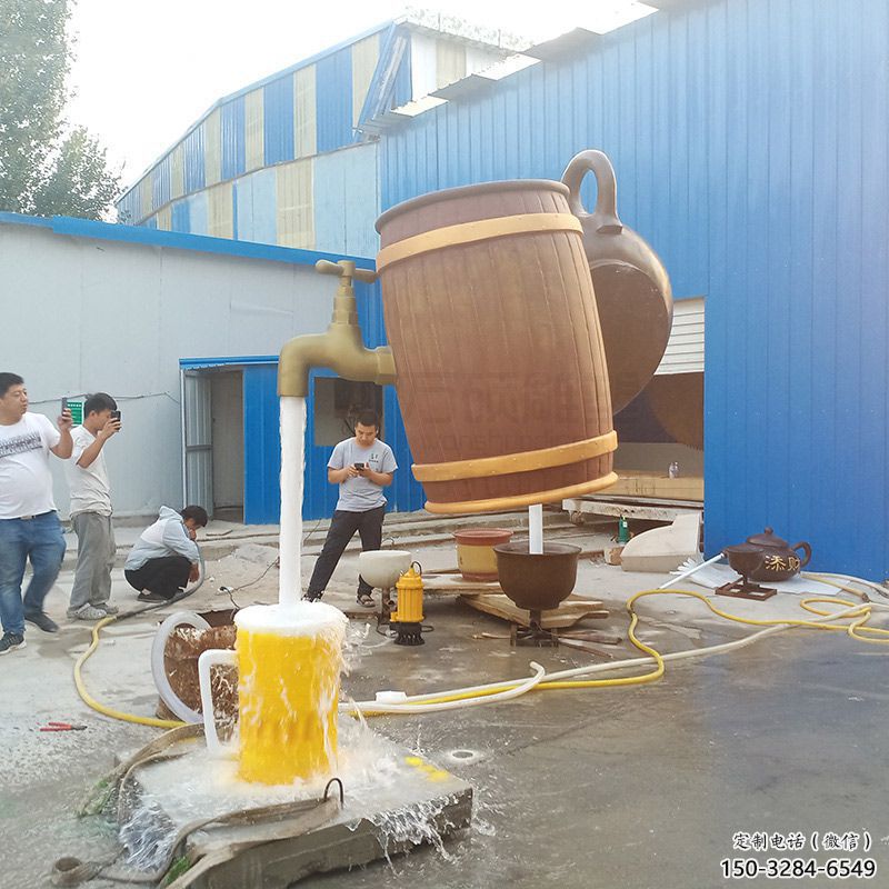 抽象水壺雕塑制作 店門口彩繪雕塑 步行街擺件 抽象水壺雕塑制作 店門口彩繪雕塑 步行街擺件