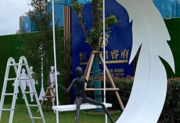 幾何羽毛雕塑 發(fā)光公園小品 大門(mén)口雕塑