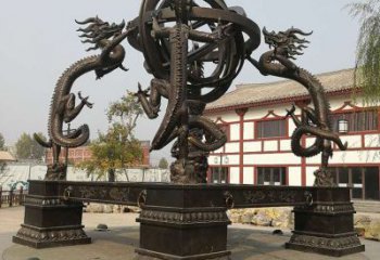 庭院地動儀雕塑，鍍金歐式雕塑，鑄造形式