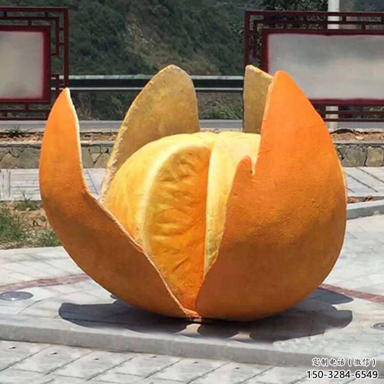 橙子雕塑 拉絲景觀水果雕塑 步行街雕塑 橙子雕塑 拉絲景觀水果雕塑 步行街雕塑
