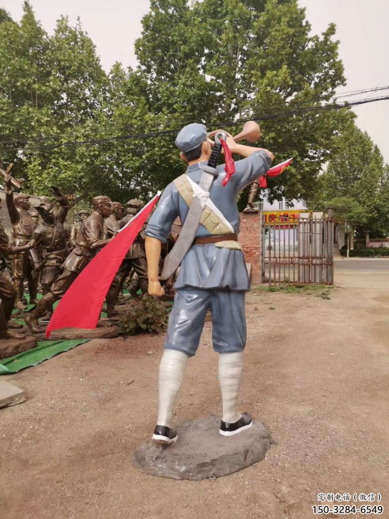 商業(yè)街紅軍雕塑 烤漆革命雕塑 彩繪抗戰(zhàn)雕塑