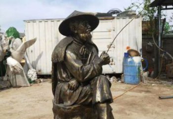 大型船夫雕塑 歐式步行街姜太公雕塑 彩繪民俗雕塑