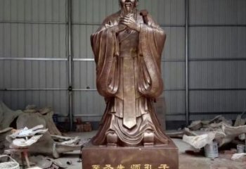 商業(yè)街孔子雕塑 烤漆雕塑 彩繪古代雕塑