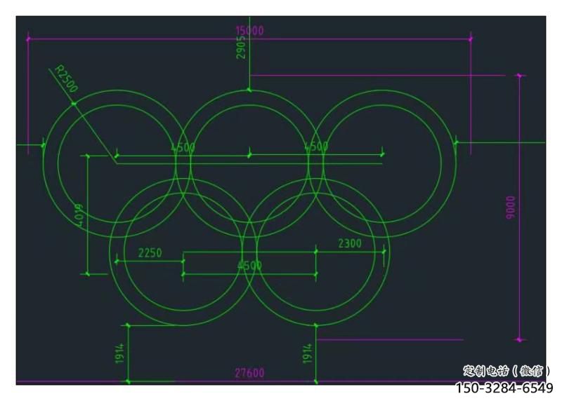 景觀五環(huán)雕塑廠家，運(yùn)動擺件，體育標(biāo)識小品