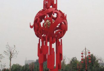 燈籠造型不銹鋼雕塑制作實景