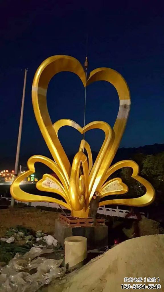 別墅區雙心雕塑 大型別墅區雕塑 剪影心心相印雕塑 別墅區雙心雕塑 大型別墅區雕塑 剪影心心相印雕塑