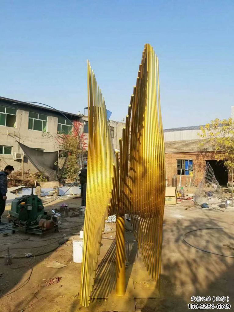 房地產鳳尾雕塑 現代展翅造型 幾何雕塑 房地產鳳尾雕塑 現代展翅造型 幾何雕塑