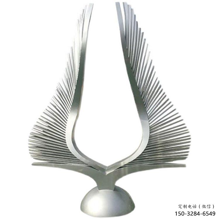 鏡面鳳尾雕塑，拉絲工藝，廣場抽象小品雕塑