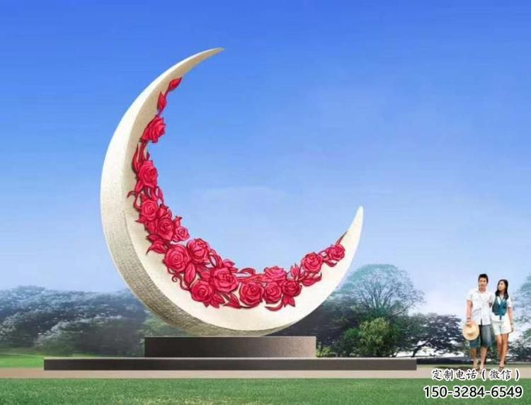 仿真月牙雕塑 電鍍現代月亮牙雕塑 抽象雕塑 仿真月牙雕塑 電鍍現代月亮牙雕塑 抽象雕塑